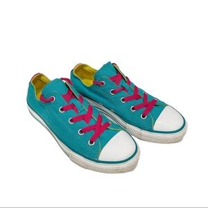 Converse All Stars Low Tops Girl sz 2 Y Blue Canvas Sneakers Shoes CUSTOM COLORS